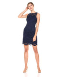 Women's Sleeveless Crew Neck Lace Sheath Dress