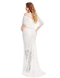 Off Shoulder Short Sleeve Ruffles Lace Maternity Gown Maxi Photography Dress