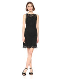 Women's Sleeveless Crew Neck Lace Sheath Dress