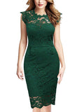 Women's Retro Floral Lace Slim Evening Cocktail Mini Dress
