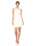 Women's Sleeveless Crew Neck Lace Sheath Dress