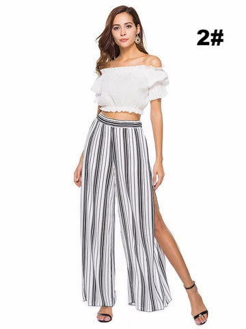 Latest Elastic Waist Split-side Casual Pants Bottoms