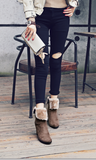 Trendy Thick Plush Snow Ankle Boots Women Keep Warm Winter Boots Buckle Strap Side Zipper Thick High Heels Shoes Woman