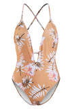 Lace-up Crisscross Flower Swimsuit