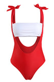Red Cutout Tie Shoulder Swimsuit