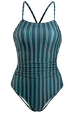 Striped Lace Up Cami Swimsuit