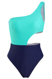 One Shoulder Cutout Colorblock Swimsuit