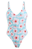 Flower One Piece Plunging Swimsuit