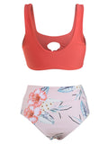 Plunge Knot Printed Bikini Set
