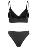 Black Padded Bikini Top With Thong Bottoms