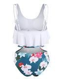 White Leaf Print Off The Shoulder Bikini Set