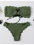 Lace-up Green Bandeau Bikini Set 