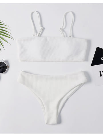 White High Cut Cami Bikini Set