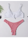 Colorful Striped Thong Bikini Set