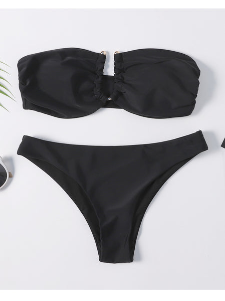 Black Cut Out Bandeau Bikini 