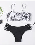 Coconut Palm Buttoned Reversible Bikini Set