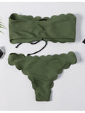Lace-up Green Bandeau Bikini Set