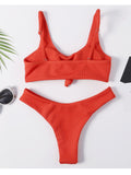 Red Scrunch Butt Knotted Thong Bikini