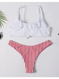 Colorful Striped Thong Bikini Set