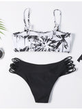 Coconut Palm Buttoned Reversible Bikini Set