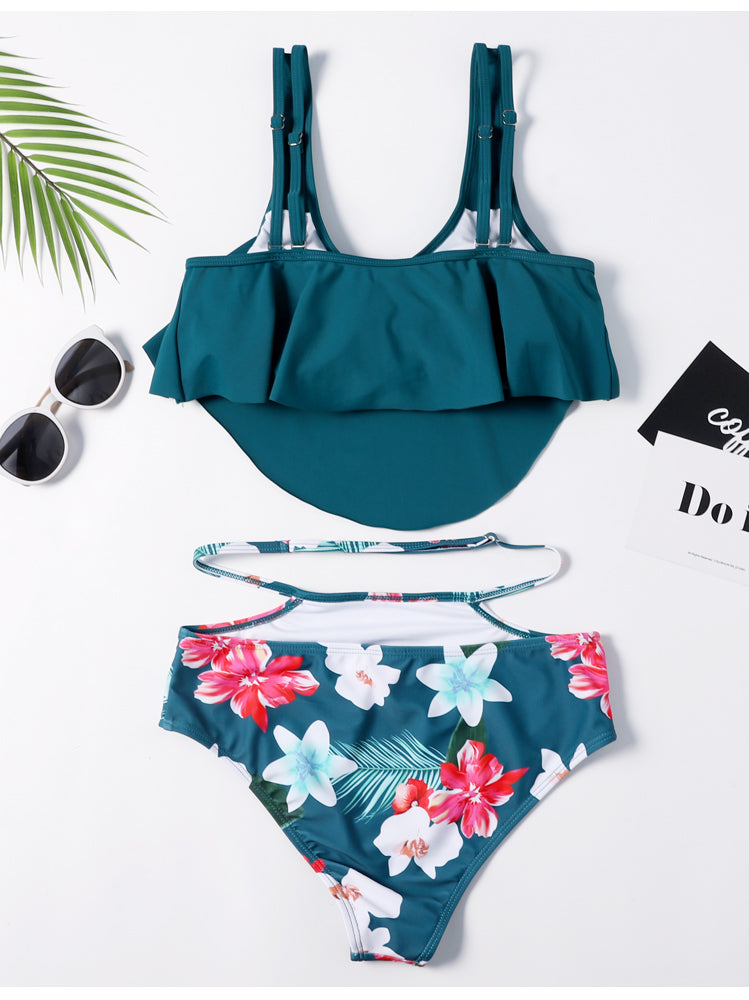 Flowers Leaf Print Off The Shoulder Bikini Set – Ncocon