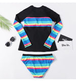 Rainbow Striped Halter Bikini Set