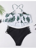 Cut Out Print Leaf Bikini Set