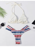 Sexy Striped Halter Bikini Set