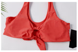 Plunge Knot Printed Bikini Set
