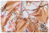 Lace-up Crisscross Flower Swimsuit