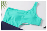 One Shoulder Cutout Colorblock Swimsuit