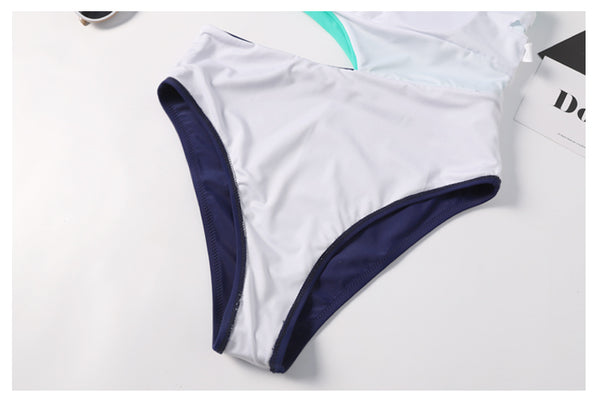 One Shoulder Cutout Colorblock Swimsuit – Ncocon