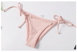 Shirred Lace-up Bardot Bikini Set