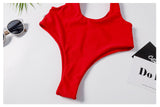 Red Cutout Tie Shoulder Swimsuit