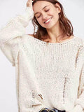 Unique Loose Knit Long Sleeves Sweater Tops