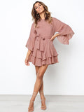 Fashion Colors Long Sleeves Mini Dresses