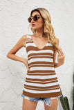 WOMEN'S STRIPED V-NECK TOP VEST