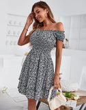 SUMMER SEXY OFF THE SHOULDER PRINT DRESS