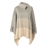 FRINGE KNITTED SWEATER CAPE SHAWL