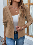 SOLID COLOR HOODED TWIST SWEATER CARDIGAN COAT