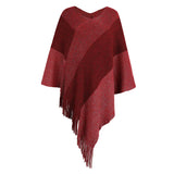 CONTRAST CLOAK SHAWL SWEATER COAT