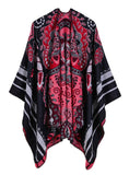 WOMEN ETHNIC FLOWERS SHAWL LARGE CLOAK
