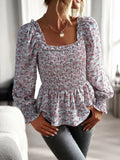 CASUAL SQUARE COLLAR LONG SLEEVE SHIRT