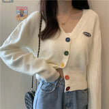 WOMEN SWEET V-NECK LONG-SLEEVED CARDIGAN SWEATER