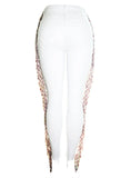 FLASHES BEADS PANTS WHITE JEANS