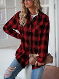 LAPEL LONG SLEEVE LOOSE PLAID SHIRT