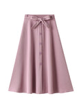 HIGH WAIST BOW TIE BIG SWING SKIRT