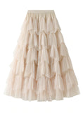 WOMEN YARN SPLICING CAKE SKIRT