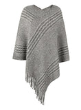 STRIPED CAPE FRINGED SHAWL