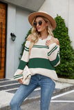 SEXY COLOR MATCHING STRIPED SWEATER